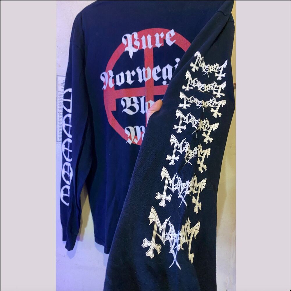 VINTAGE MAYHEM  Long Sleeve Shirt - Pure Norwegian Black Metal Y2K Gildan Tag